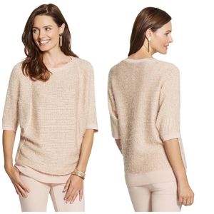 Chico's Eyelash Shaggy Stitch Beckett Pullover Dolman Sleeve Sweater EUC sz M